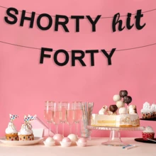 40th Birthday Decorations Women Men Birthday Party Decor Sign Funny Banner 40th Bday Party Supplies Shorty Hit Forty Birthday Banner Party Decoration - View 3