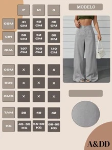 Women's High Waist Straight Leg Pants With Hidden Buttons