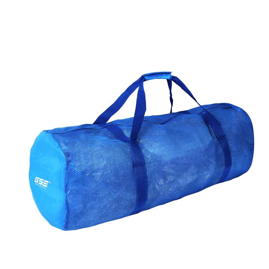 GSE Games & Sports Expert Large Mesh Duffel Bag With Zipper.Sport Equipment Scuba Bag For Sport Balls, Team Practice, Swimming Gear, Diving, Rafting, Water Sports - Blue - Grey - View 1