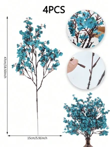 4PCS Blue Artificial Flower Baby Breathing Flower Starry Sky Halloween Simulation Bouquet Fake Silk Starry Sky Bouquet Suitable For Wedding Bridal Party Home DIY Flower Arrangement Decoration