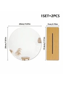 1pc Round Acrylic Makeup Mirror, Decoration Table Vanity Mirror With Stand For Student Dormitory Bedroom Best Gifts Birthday Graduation Home Decor Back To School Room Decor School Supplies