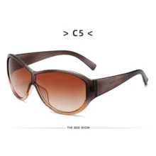 Y2k Oversized Sunglasses Women For Men Luxury Brand Designer Vintage Sunglasses Popular Punk Sport Goggle Outdoor Shades UV400 - 豹紋茶_藍 - 查看 2