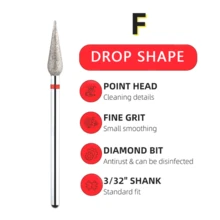 1pc Diamond Cuticle Remover Bit, Suitable For Nail Art, Conical Grinding Head, Russian Nail Art Drill Accessory - Multicolor - View 3