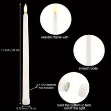 6/12/24 件 LED 无焰锥形蜡烛、LED 无焰烛台、电池供电蜡烛、塑料假烛台、电池供电窗户蜡烛，带 3D 闪烁火焰，适用于壁炉、圣诞节、万圣节、教堂、婚礼（不含电池）