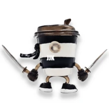 Capuchino Asesino figura Tralalero Tralala 16 cm Brainrot colección acción divertida decoración escritorio regalo juvenil coleccionistas juguetes edición especial - Blanco y Negro - Ver 4