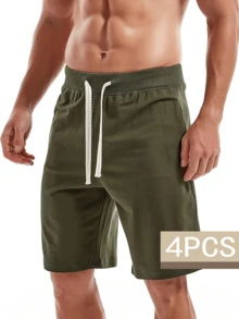 4PCS Men's Casual Classic Shorts Sports Cotton Drawstring Sports Shorts, Multi-Color Dopamine Dressing - Màu sắc hỗn hợp - Xem 3