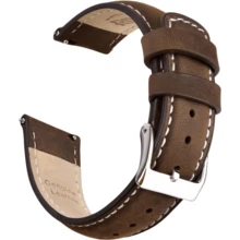 Local Delivery- Christmas Gift Quick Release Leather Watch Bands Genuine Watch Straps For Men Women Top Grain Leather Watch Strap, White Elephant Gifts, Stocking Stuffers For Men, Father's Day Gifts - Toffee Brown & Silver - 查看 3