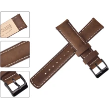 Local Delivery- Christmas Gift Quick Release Leather Watch Bands Genuine Watch Straps For Men Women Top Grain Leather Watch Strap, White Elephant Gifts, Stocking Stuffers For Men, Father's Day Gifts - Dark Coffee & Khaki & Silver - 查看 2