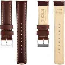 Local Delivery- Christmas Gift Quick Release Leather Watch Bands Genuine Watch Straps For Men Women Top Grain Leather Watch Strap, White Elephant Gifts, Stocking Stuffers For Men, Father's Day Gifts - 黑色,白色和黑色 - 查看 5