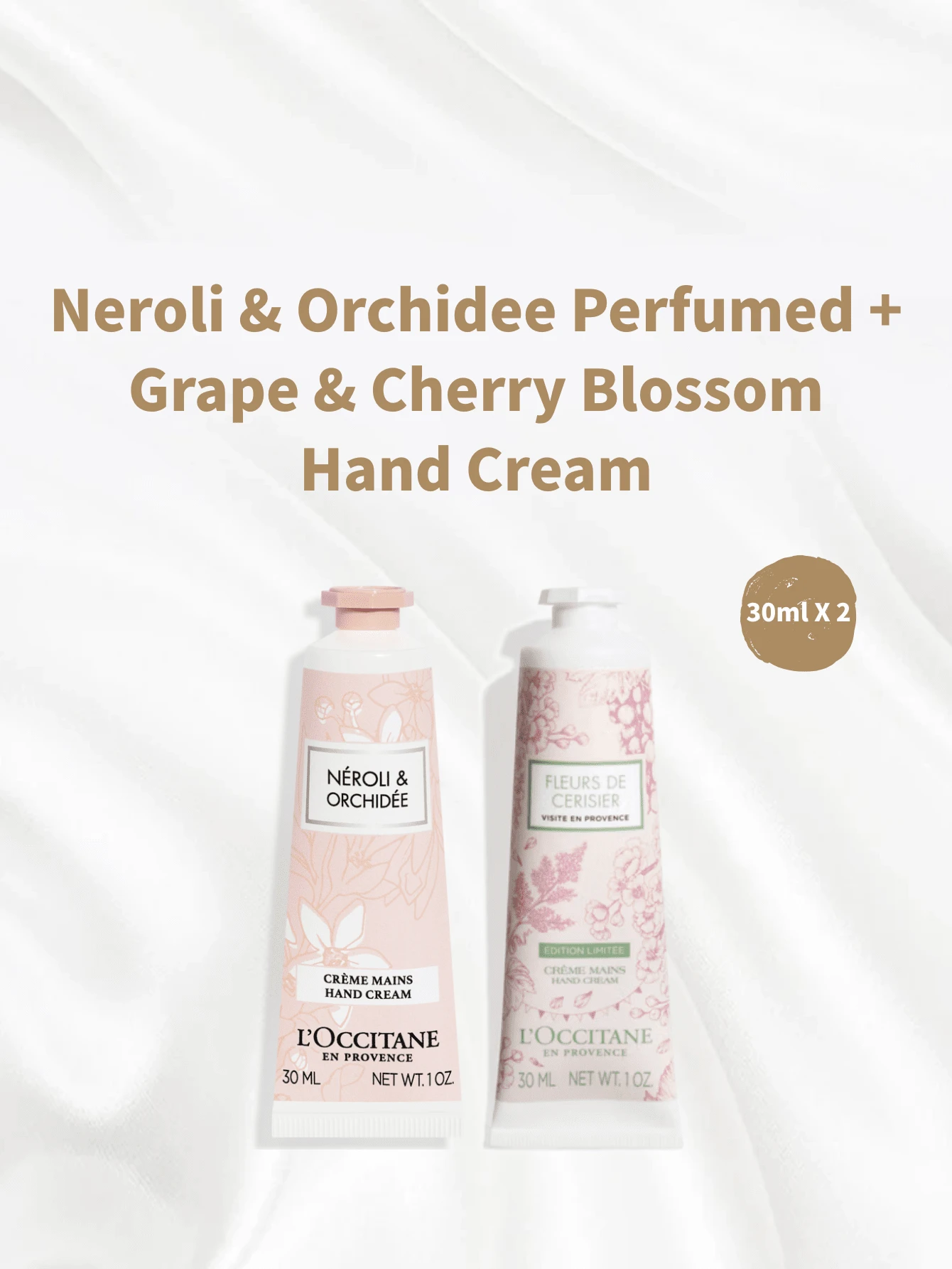 2-Pack L'Occitane Scented Hand Cream - Rose, Cherry Blossom, Shea Butter, Orange Blossom, Green Grape, Sweet Almond - Orange Blossom + Green Grape - View 1