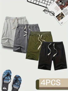 4PCS Men's Casual Classic Shorts Sports Cotton Drawstring Sports Shorts, Multi-Color Dopamine Dressing - Màu sắc hỗn hợp - Xem 2
