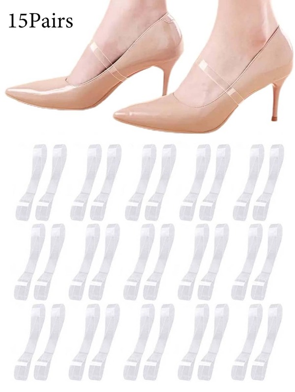 5/10/15 pares de correas transparentes para zapatos, cordones elásticos invisibles para tacón alto - correas antideslizantes para zapatos de mujer - material plástico duradero, fácil de cuidar a mano o en seco, unicolor, sin espuma, sin tejido, sin magnetismo