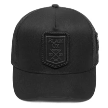 All Black Canvas Cap With Curved Brim And Embroidery For Men - All Black - View 3