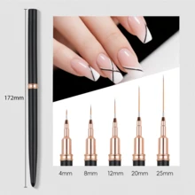 5 件套黑色法式美甲绘画刷套装，包括指甲线刷和 UV 凝胶指甲刷 - 绘画设计刷、美甲条纹刷，用于精细的指甲绘画，适合初学者和专业美甲沙龙 - 彩色 - 查看 4