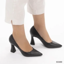 Classic Pump, Thick Geometric  Heel, Medium Patent Leather Heel, Pointed Toe Pump - PretoFosco - View 2