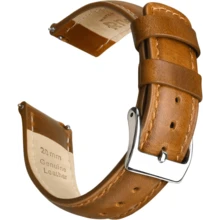 Local Delivery- Christmas Gift Quick Release Leather Watch Bands Genuine Watch Straps For Men Women Top Grain Leather Watch Strap, White Elephant Gifts, Stocking Stuffers For Men, Father's Day Gifts - Toffee Brown & Silver - 查看 1