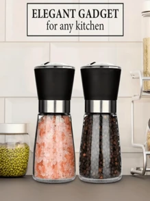 1pc Adjustable Ceramic Core Pepper & Sea Salt Grinder Set - Manual Spice Grinder, Seasoning Shaker Bottle, Suitable For Outdoor Camping, Tent Travel, Hiking, Barbecue And Home Kitchen - Battery-Free Portable Glass Kitchen Tool, Random Color