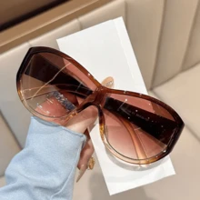 Y2k Oversized Sunglasses Women For Men Luxury Brand Designer Vintage Sunglasses Popular Punk Sport Goggle Outdoor Shades UV400 - 藍茶灰_粉紅色 - 查看 3