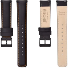 Local Delivery- Christmas Gift Quick Release Leather Watch Bands Genuine Watch Straps For Men Women Top Grain Leather Watch Strap, White Elephant Gifts, Stocking Stuffers For Men, Father's Day Gifts - Black & Orange & Black - 查看 4