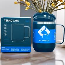 Termo para Café de Doble de Acero Inoxidable 400ml, Termo Taza Térmica para Café con Tapa Hermética y Pajita Telescópica, Taza Termica Frio y Caliente Portátil Vaso Viaje para Café, Té y Agua(Negro) - Negro - Ver 7