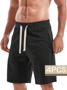 4PCS Men's Casual Classic Shorts Sports Cotton Drawstring Sports Shorts, Multi-Color Dopamine Dressing - Màu sắc hỗn hợp - Xem 4