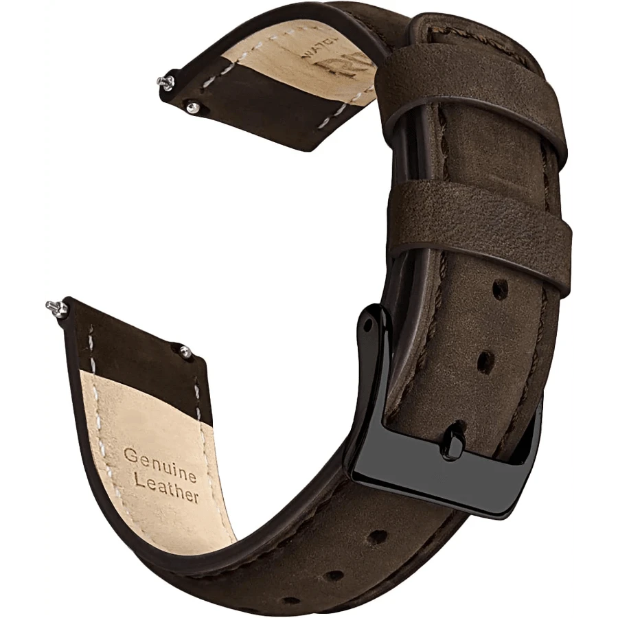 Local Delivery- Christmas Gift Quick Release Leather Watch Bands Genuine Watch Straps For Men Women Top Grain Leather Watch Strap, White Elephant Gifts, Stocking Stuffers For Men, Father's Day Gifts - Espresso Brown & Black - 查看 1
