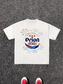 Orion Beer Graphic Print Men's Sport T-Shir Okinawa Craft Beer 220g 1pcs 100% Cotton Casual Tee Stylish & Comfortable - White - View 1