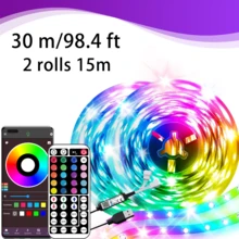 HBOWMDJIA 3ft-100ft Smart LED Lights For Bedroom, RGB Dynamic Lighting USB Strip Light, 44 Keys Remote Control, App Control With Timing, Music Sync, Flashing, Jumping, LED Strip Lights Suitable For Living Room, Bedroom Room Decor, New Year, Christmas Gifts, Wedding Decor - 小型的 - 查看 14