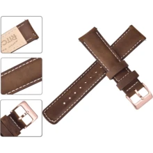 Local Delivery- Christmas Gift Quick Release Leather Watch Bands Genuine Watch Straps For Men Women Top Grain Leather Watch Strap, White Elephant Gifts, Stocking Stuffers For Men, Father's Day Gifts - Saddle Brown & White & Rose Gold - 查看 2