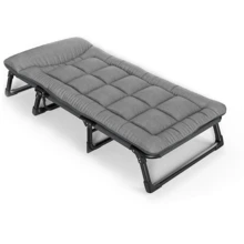 Compact Adjustable Sleeping Cot – 4-Position Recline, 440lbs Max Weight, Includes Pad" - Grey - View 1