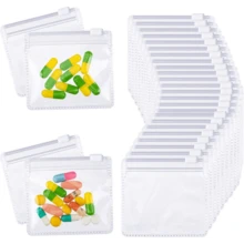 Pill Pouch Bags Zippered Pouch Set Reusable Baggies Clear Plastic Self Sealing Travel Medicine Organizer Storage Pouches With Slide Lock For Pills And Small Items(10-20 Pieces) - 無色 - 查看 1