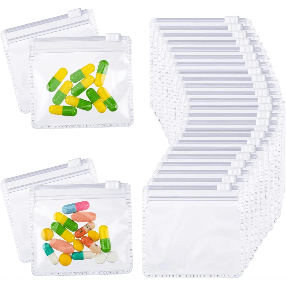 Pill Pouch Bags Zippered Pouch Set Reusable Baggies Clear Plastic Self Sealing Travel Medicine Organizer Storage Pouches With Slide Lock For Pills And Small Items(10-20 Pieces) - 無色 - 查看 1