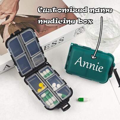 1pc Personalized Name Pill Box, Pill Organizer Box, Pill Case, Small Daily Pill Box, Weekly Pill Box, Travel Pill Box, Small Portable Pill Box