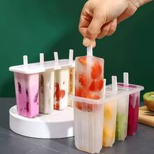 1pc Reusable 4-Chamber Plastic Ice Pops Mold, Creative Ice Cream Mold, Homemade Popsicle Mold, Easy To Clean, Reusable, Easy To Demold Design, Suitable For DIY Summer Fruits, Desserts, Beverages, Yogurt, Homemade Ice Cream Molds, Very Suitable For Homemade Ice Pops In Summer, Summer Kitchen Tools, Kitchen Supplies, Kitchen Accessories, Refrigerator Accessories - Multicolor - View 5