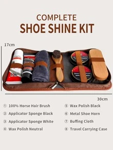 IKI Shoe Polish And Care Set 7 Piece - Men's And Women's Shoe Polish Set, Brown, Black, Neutral Shoe Polish Set - màu đen - Xem 6
