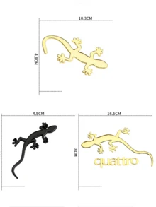Dekorative Gecko Autoaufkleber, witzige metallisch schwarze Gecko Aufkleber für Karosserie, personalisierter Nummernschild und Heckaufkleber - Verschiedenfarbig - Übersicht 2