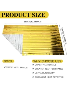 1件 130*210cm 应急生存保温毯 - 金色 - 查看 2