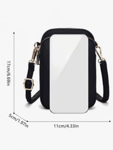 1pc Fashionable And Simple Cross-Body Walking Mini Bag, Vertical Coin Purse With Mobile Phone Pocket, Casual Travel Back To School Gift - Black - View 8