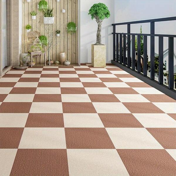 10pcs Self-Adhesive Ceramic Tile Carpets, Square & Rectangular Removable & Stickable Commercial & Residential Carpet Tiles For Living Room, Bedroom, Laundry Room, Home Decor, 30cm X 30cm