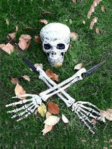 Realistic Skeleton Stake Halloween Lawn Decoration Garden Halloween Skeleton Decor - Black and White - View 8