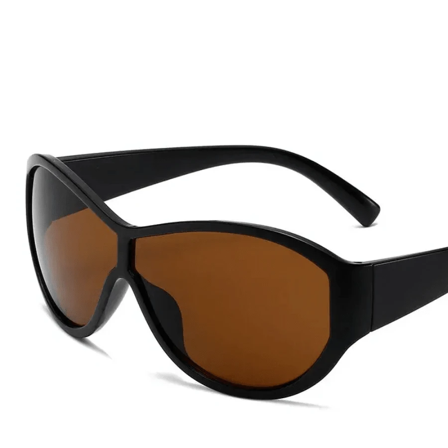 Y2k Oversized Sunglasses Women For Men Luxury Brand Designer Vintage Sunglasses Popular Punk Sport Goggle Outdoor Shades UV400 - 黑棕紅 - 查看 1