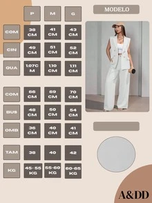 MODA MO, REF: AS-1347 Women's Casual Suit Vest | Elegant Tailored Set | Sophisticated Look | 2-Piece Women's Blazer | Refined Style | Versatile For Casual Or Formal Occasions | Size S, M, L | High Quality | Comfort And Style - 白色 - 查看 5