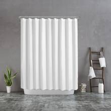 Elegant White Fabric Shower Curtain With Grommet Rings Top - Machine Washable Polyester, Ideal For Modern Bathroom Decor, Bathroom Privacy Solution | Minimalist Design | Polyester Fabric, Bathroom Decor Back To School
