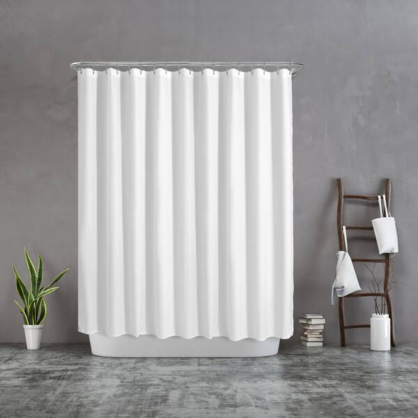 Elegant White Fabric Shower Curtain With Grommet Rings Top - Machine Washable Polyester, Ideal For Modern Bathroom Decor, Bathroom Privacy Solution | Minimalist Design | Polyester Fabric, Bathroom Decor Back To School