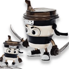 Capuchino Asesino figura Tralalero Tralala 16 cm Brainrot colección acción divertida decoración escritorio regalo juvenil coleccionistas juguetes edición especial - Blanco y Negro - Ver 1