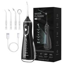 Portable Dental Water Flosser, DIY Cleaning Mode, USB Rechargeable, Waterproof, 4 Replacement Nozzles