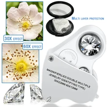 Lupa iluminada de 30X 60X para joyeros, lupa plegable de joyería con luz LED brillante para gemas, joyas, monedas, sellos, etc.
