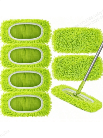 2/4/6/8pcs Reusable Green Mop Pads, Fit For - Washable Microfiber Dry & Wet Mop Pads, Compatible With Sweepers, Ideal For Floor And Hardwood Surface Cleaning
