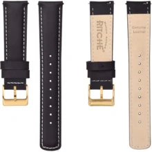 Local Delivery- Christmas Gift Quick Release Leather Watch Bands Genuine Watch Straps For Men Women Top Grain Leather Watch Strap, White Elephant Gifts, Stocking Stuffers For Men, Father's Day Gifts - Black & Silver - 查看 5