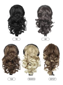 12-Inch Claw Ponytail Hair Extensions, Black, Light Brown, Chocolate Brown, Multi-Color Deep Wave Heat-Resistant Synthetic Ponytail Wigs, Curly, Suitable For Women's Daily Wear, Cosplay, Christmas, Music Festivals, Carnivals, Holiday Parties And More - Multicolor - View 3